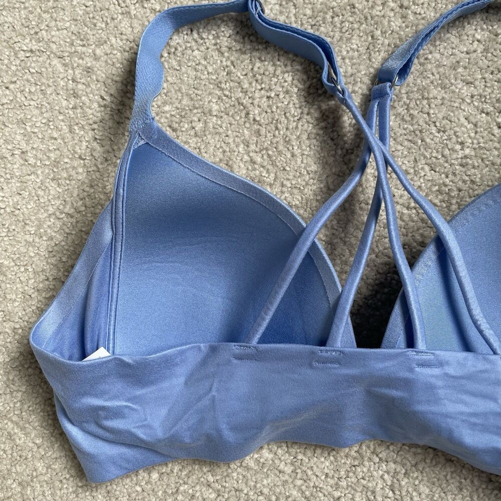 Aerie Real Sunnie Wireless Bra Crossover Back Light Blue Supportive Size 34B - Picture 6 of 8